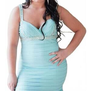 BESTY & ADAM Elegant Light‎ Blue Evening Gown with Beaded Detail
